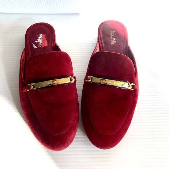 Women Michael Kors suede burgundy flat mules , sz 7,5 in a great used condition - Picture 4 of 7